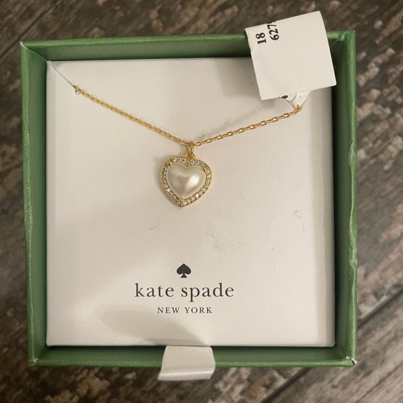 kate spade Jewelry - Kate Spade Gold Heart Necklace with Pearl Accent